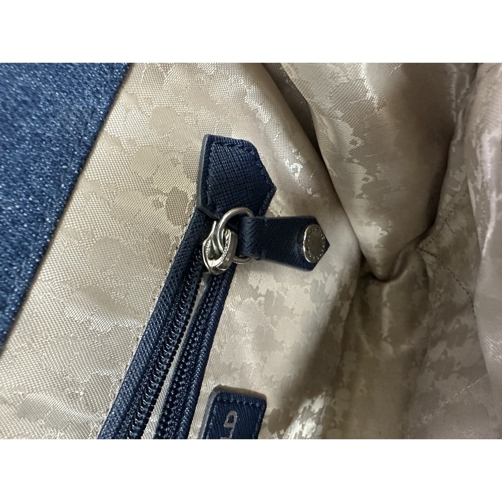 Karl Lagerfeld Agyness Signature Blue Chambray Canvas Shoulder Bag - Picture 8 of 13